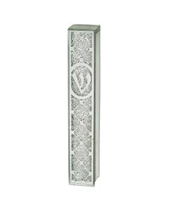 Mirrored Glass Mezuzah with Stones - Diamond Design