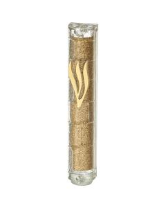 Clear Plastic Glitter-Filled Mezuzah 12 cm with Rubber Cork