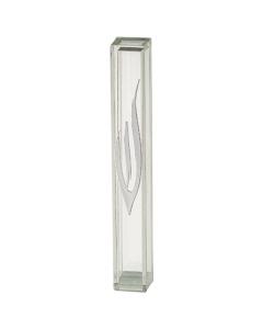 Transparent Plastic Mezuzah - Long Silver SHIN & Stripe  with Rubber Cork