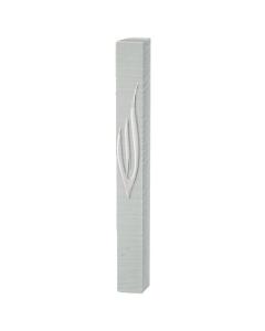 Plastic Mezuzah with Silver "Shin" and Rubber Cork