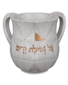 Polyresin Washing Cup - Speckled White & Copper