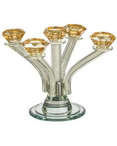 2-Tone 5 Branch Crystal Candlesticks with Crystal Stones