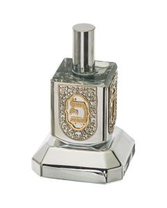 Crystal Dreidel "N.G.H.POH" 11 cm with Metal Plate - Silver