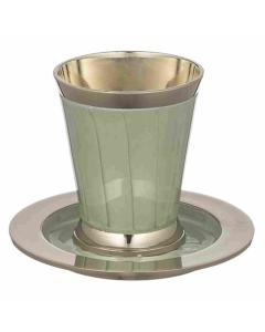 Aluminum Kiddush Cup with Saucer - Silver