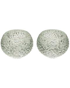 Pair of Glass Candlesticks - Scale Design