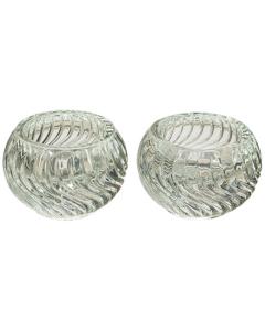 Pair of Glass Candlesticks - Swirl Design