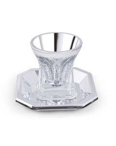 Crystal Kiddush Cup with Square Bottom and Octagon Tray