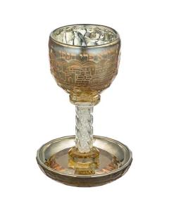 Crystal Kiddush Cup with Clear Stones