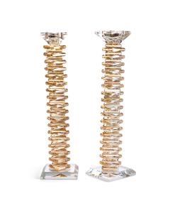 Gold Crystal Candlesticks - 12.6" Tall