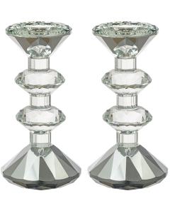Pair of Elegant Crystal Candlesticks - Clear