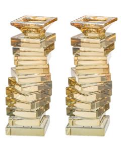 Pair of Crystal Elegant Candlesticks 7.7"