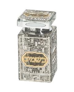 Crystal Besamim Holder with Plaque