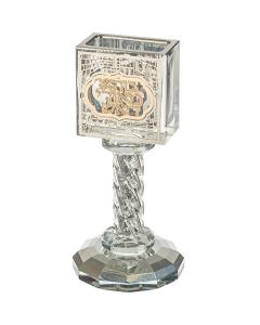 Crystal Havdalah Candle Holder with Plaque