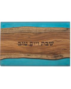 Challah Tray with Epoxy - Blue 2