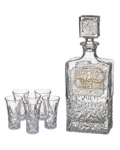 Set of Crystal Wine Bottle with 6 Liquor Glasses