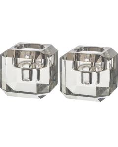 Crystal Candlesticks - Cube (Clear)