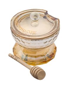 Elegant Crystal Honey Dish - Gold