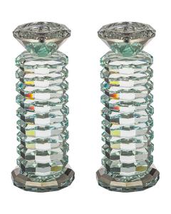 Pair of Crystal Elegant Candlesticks - 7"