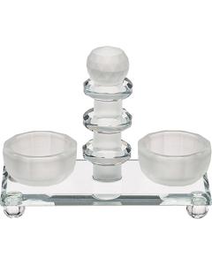 Crystal Salt & Pepper Stand - Frosted & Clear