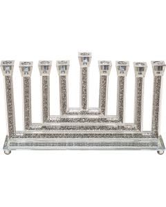 Clear Crystal Elegant Hanukkiah with Silver Fillings