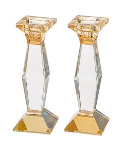 Pair of Two-Tone Crystal Candlesticks