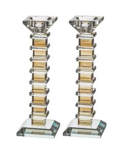 Pair of Crystal Elegant Candlesticks - 9" (Gold)