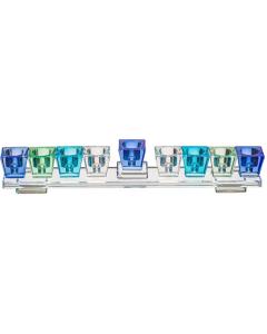 Crystal Elegant Hanukkiah - Shades of Blue