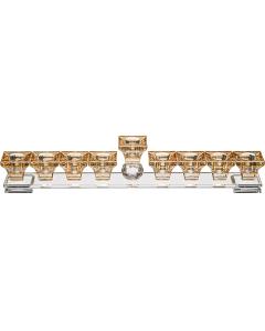Crystal Elegant Hanukkiah with Faceted Ball - Clear & Gold