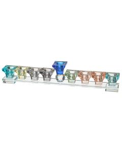 Crystal Elegant Hanukkiah with Faceted Ball - Multicolored