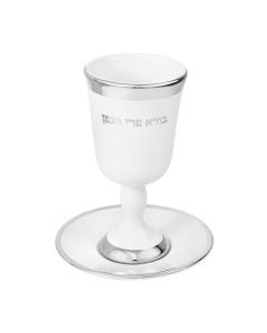 Ceramic Kiddush Cup 15 cm with Saucer
