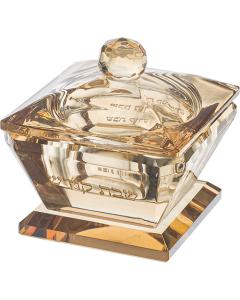 Crystal Salt Holder with Cover - Gold