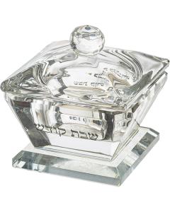 Crystal Salt Holder with Cover - Silver