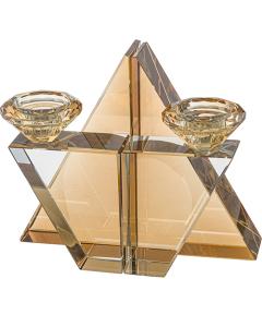 Brown Crystal Magen David Candlesticks