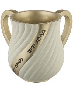 Polyresin Washing Cup with Swirl Design - Ivory