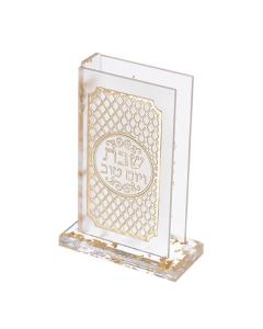 Perspex Matches Holder - Gold Glitter and Plaque