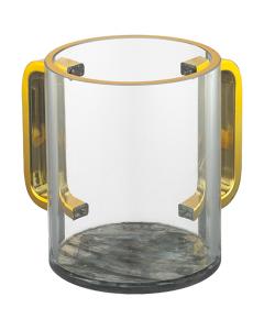 Perspex Clear Washing Cup  - Gold Handles