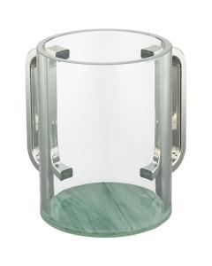 Perspex Clear Washing Cup with Silver Handles