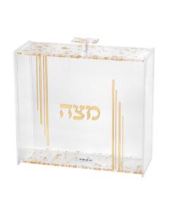 Plexiglass Clear Matzah Box - Gold Flecks