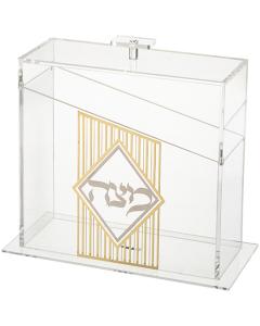 Plexiglass Clear Matzah Box - Diagonal Design