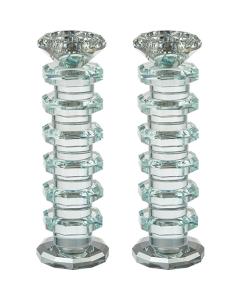 Pair of Crystal Elegant Candlesticks - Octagon Levels