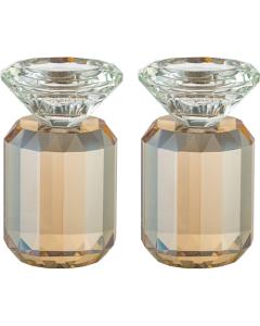 Faceted Cylindrical Crystal Candlesticks