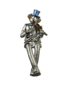 Polyresin Clown Figurine with Cloth Legs - Violin Player