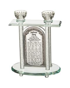 Crystal Candlesticks With Metal Plaque