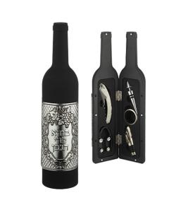 Set Of Wine Accessories In A Bottle With Plaque