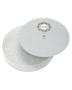 Perspex Round Matzah Box w/ Metal Plaque