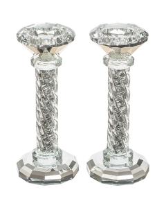 Crystal Candlesticks with Stones - 6.5"