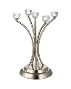 5 Branch Metal Candlesticks with Crystal Holders