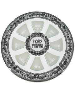 Glass Rosh Hashana Simanim Plate - Ornamental