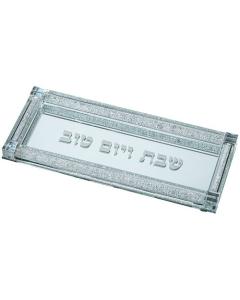 Glass Candlestick Tray with Stones