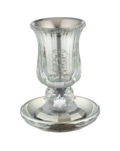 Crystal Kiddush Cup With Stem "Baba Sali"